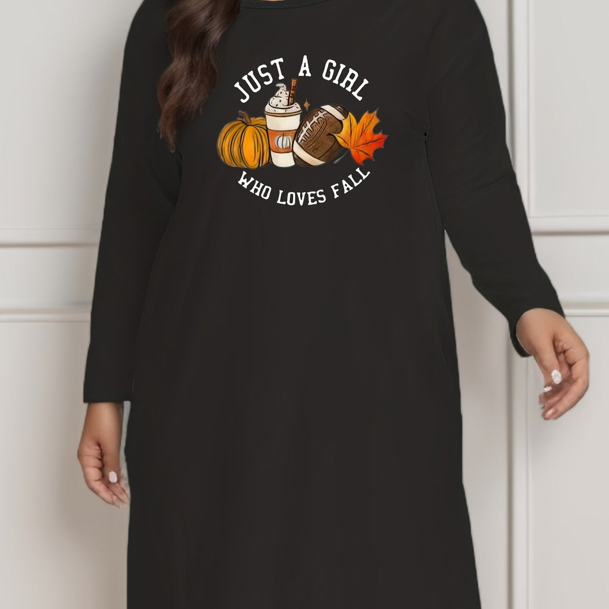  Casual Lounge Dress Women's Plus Rugby & Maple Leaf Print Tee