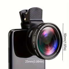2 in 1 HD Smartphone Camera & Lens Wide Angle Telephoto 1x Magnification