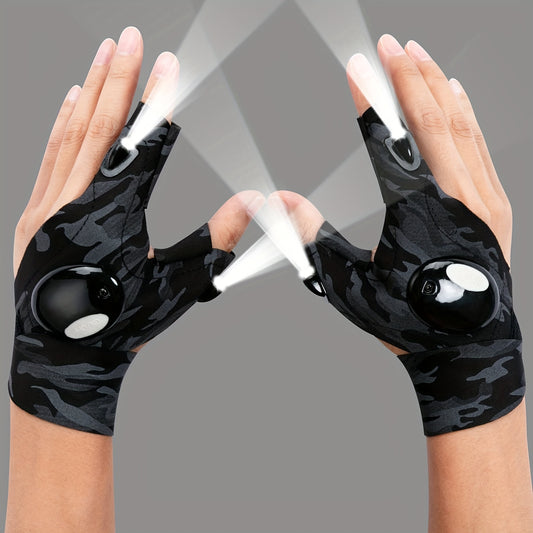 LED Flashlight Gloves for Repairing Fishing Running Hiking