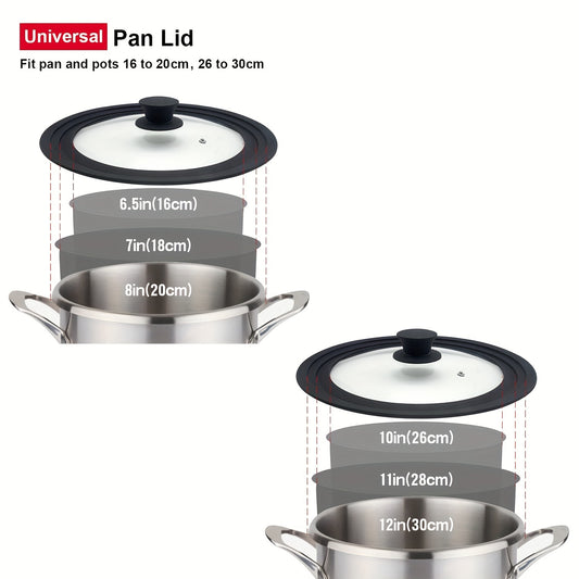 Universal Lids For Pots Pans Frying Pans Tempered Glass With Silicone Rim