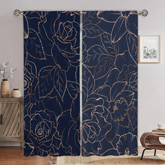 Flower Printed Window Curtain Rod Pocket Blackout Decorative Curtains