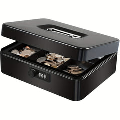 Large Metal Cash Box with Combination Lock Safe for Security 9.84 x 7.87 x 3.54