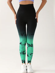 Tie Dye Gradient Yoga Sports Leggings High Elastic Fitness Pants