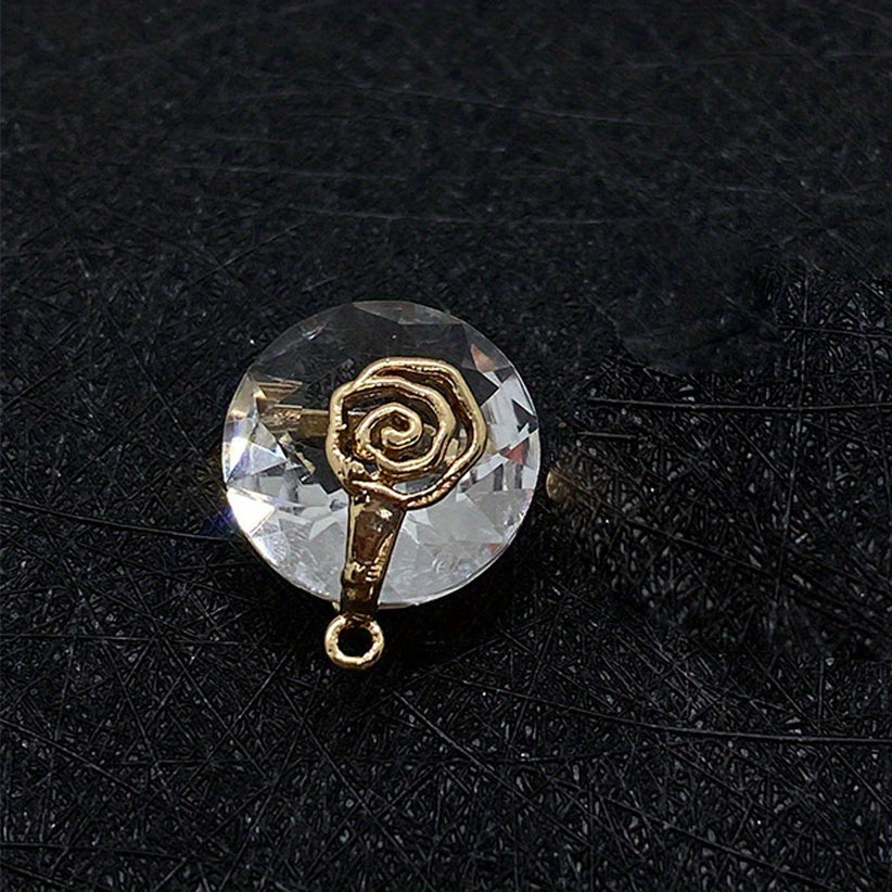 Natural Stone Faceted Crystal Pendant 14mm Round DIY Jewelry