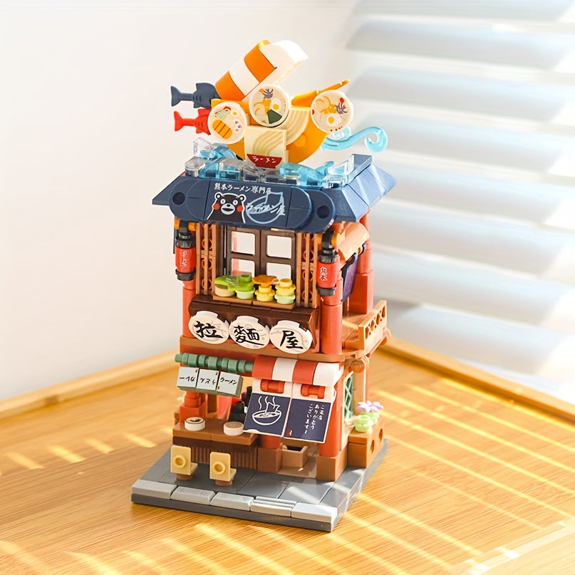 Street View Noodle Sushi Hot Spring Tea House Building Blocks Set