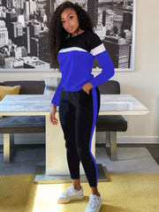 Women's Sporty 2-Piece Set Crew Neck Sweatshirt & Sweatpants