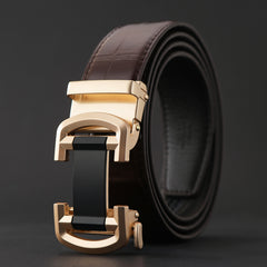 Men's Casual PU Leather Belt Automatic Buckle Belt