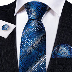 Barry Wang Men's Tie Silk Check Jacquard Tie Set