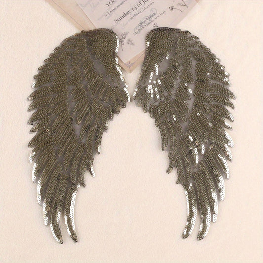 Sequin Wings Iron On Patches Sew On Embroidered Applique Repair Patch DIY Crafts