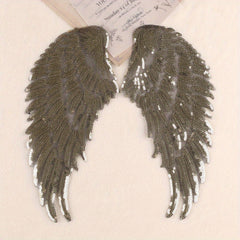 Sequin Wings Iron On Patches Sew On Embroidered Applique Repair Patch DIY Crafts