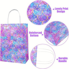 12pcs Mermaid Party Favor Bags Goodie Bags For Mermaid Candy Treat Bags
