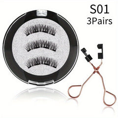 Reusable 3D Mink Magnetic Eyelashes with 4 Magnets & Tweezers