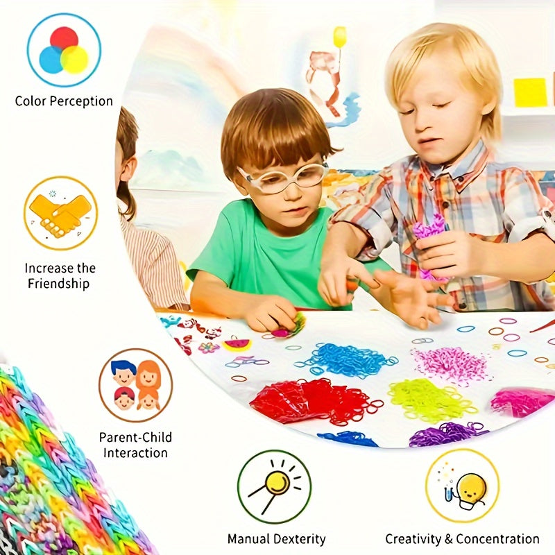 Halloween Party Rainbow Rubber Band Braided Leather Bracelet Set