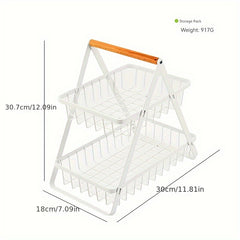 Foldable Iron Fruit Basket Desktop Storage Rack