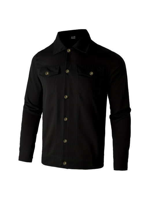 Men's Turndown Collar Chest Pocket Casual Jacket