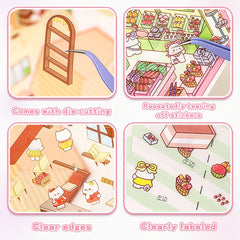 1pc 3D House Stickers Reusable Self Adhesive PET Decals for Laptop & Desk Decor