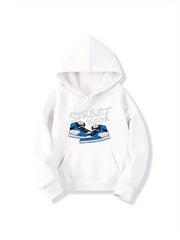 Boys Stylish Shoes & STREETWEAR Letter Print Hooded Sweatshirt
