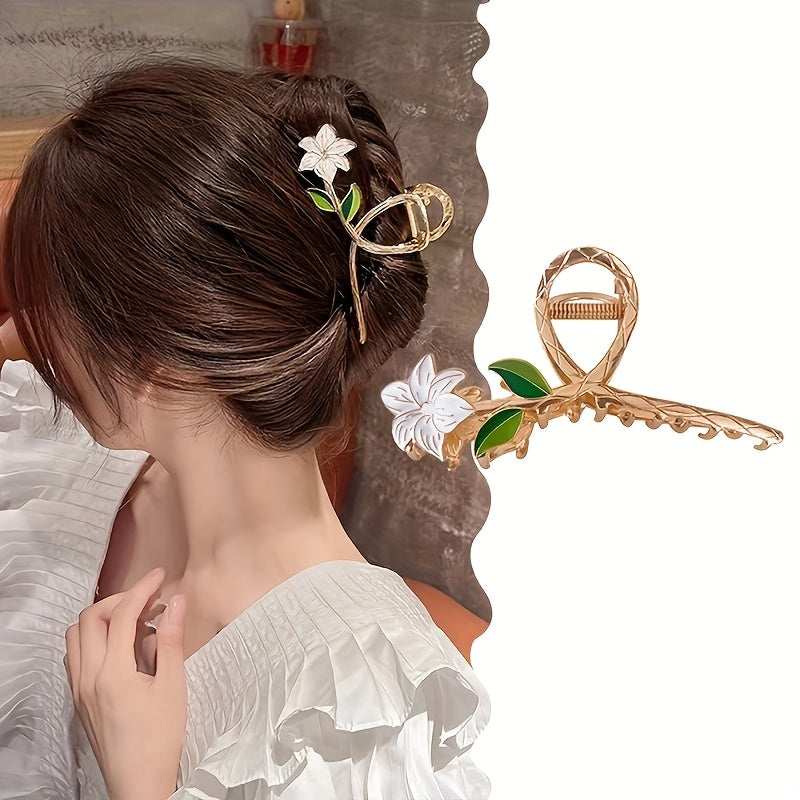Metal Flower Hair Claw Clip Strong Hold for Thick Hair