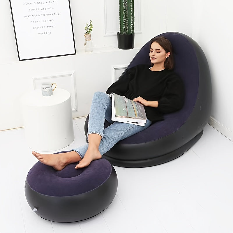 Macaron Flocking Inflatable Lazy Sofa Lounger