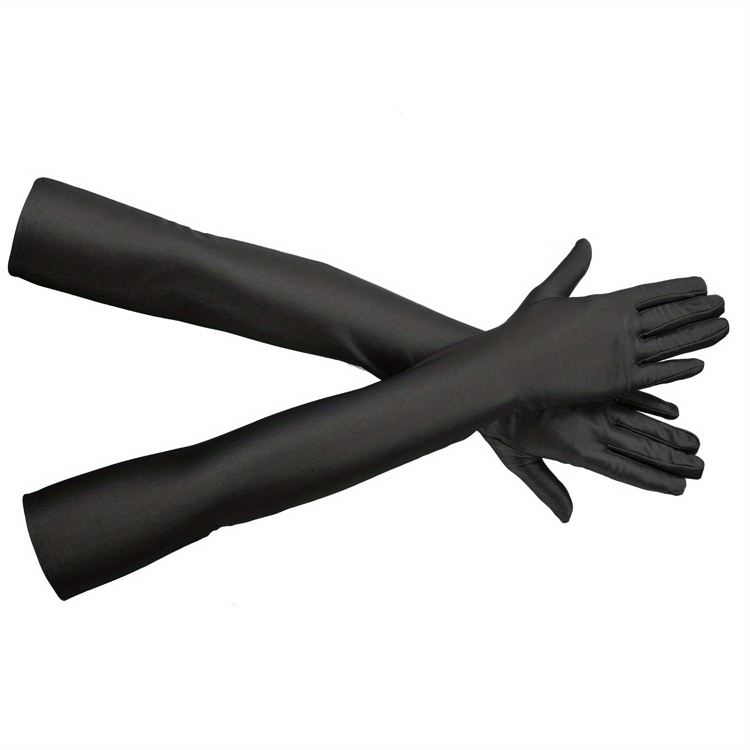 Satin Long Gloves Solid Elastic Decoration for Prom Party Wedding Bridal