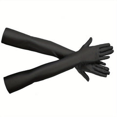 Satin Long Gloves Solid Elastic Decoration for Prom Party Wedding Bridal