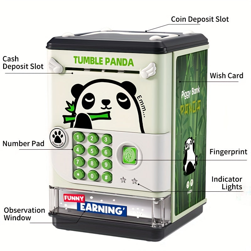 Kids Panda Piggy Bank with Password Safe Fingerprint Unlock