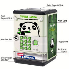 Kids Panda Piggy Bank with Password Safe Fingerprint Unlock