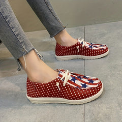 Women's Star & Striped Canvas Shoes Lace Up Lightweight Independence Shoes