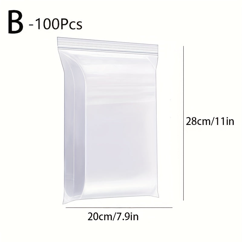 100pcs Clear Resealable Zip Lock Bags for Snacks Nuts Candy Food