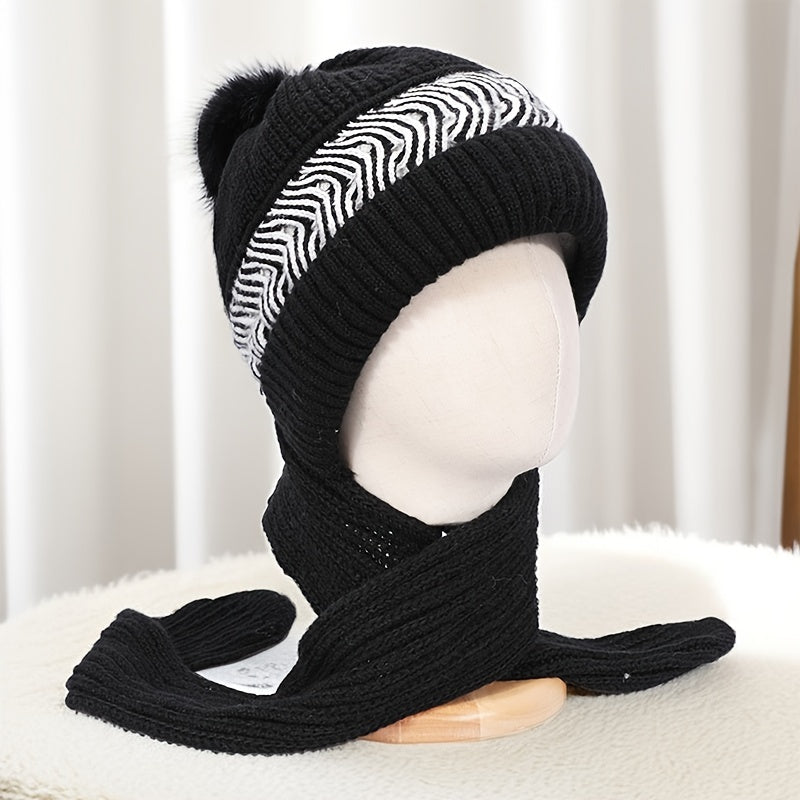 Winter Beanie Hat & Scarf Set Knitted Warmth for Men and Women