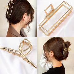 4PCS Metal Large Hair Claw Non Slip Barrette Hair Styling Accessories