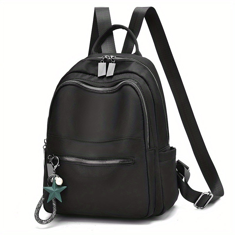 Nylon Backpack Zipper Front Travel Daypack Casual Student Schoolbag