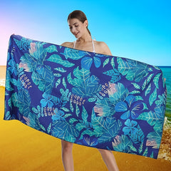Leaf Pattern Beach Towel Quick Drying Absorbent Sandproof Microfiber