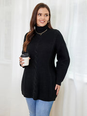  Solid Cable Long Sleeve Turtle Neck Sweater