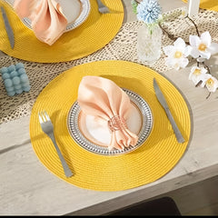 6pcs Round Heat Resistant Placemats for Dining Coffee Table Mats