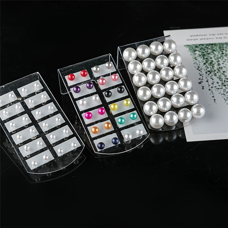 Colorful Pearl Stud Earrings Set Round Ball Earring 4 6 8 10mm
