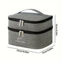 Large Capacity Double Layer Makeup Bag Portable Toiletries Travel Storage Bag