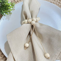 4pcs Wooden Beads Napkin Ring Double Thread Napkin Buckle