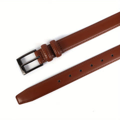 Minimalist Light Brown Leather Men's Belt Single Pin Buckle