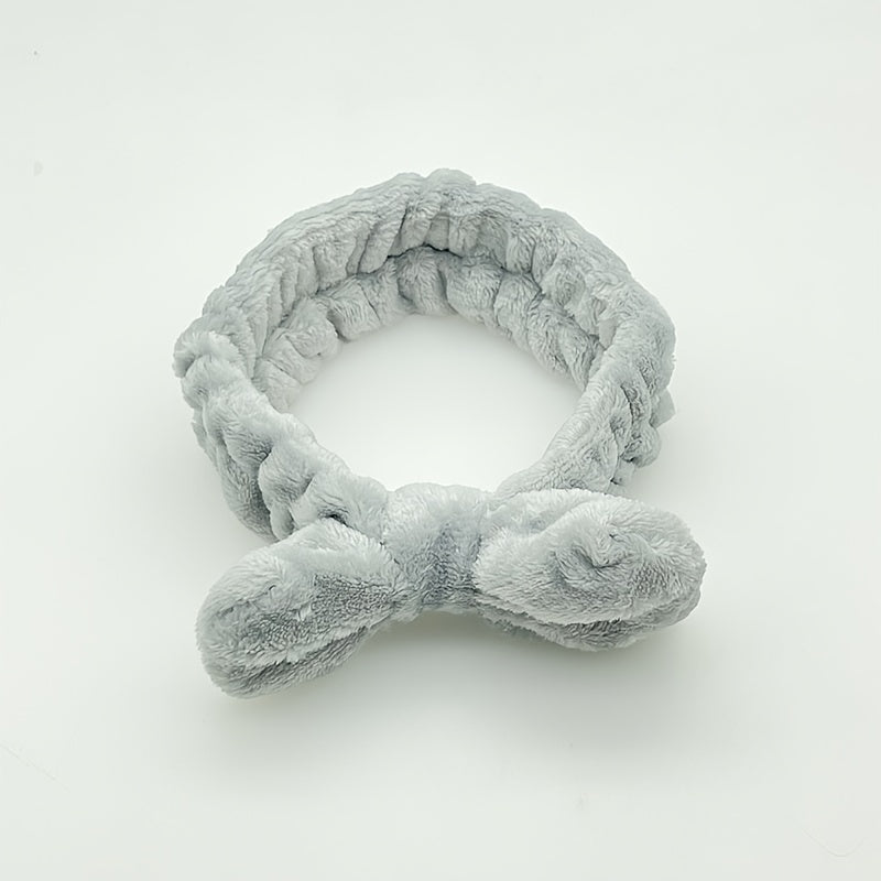 Plush Headband Wash Make up Bowknot Hair Band