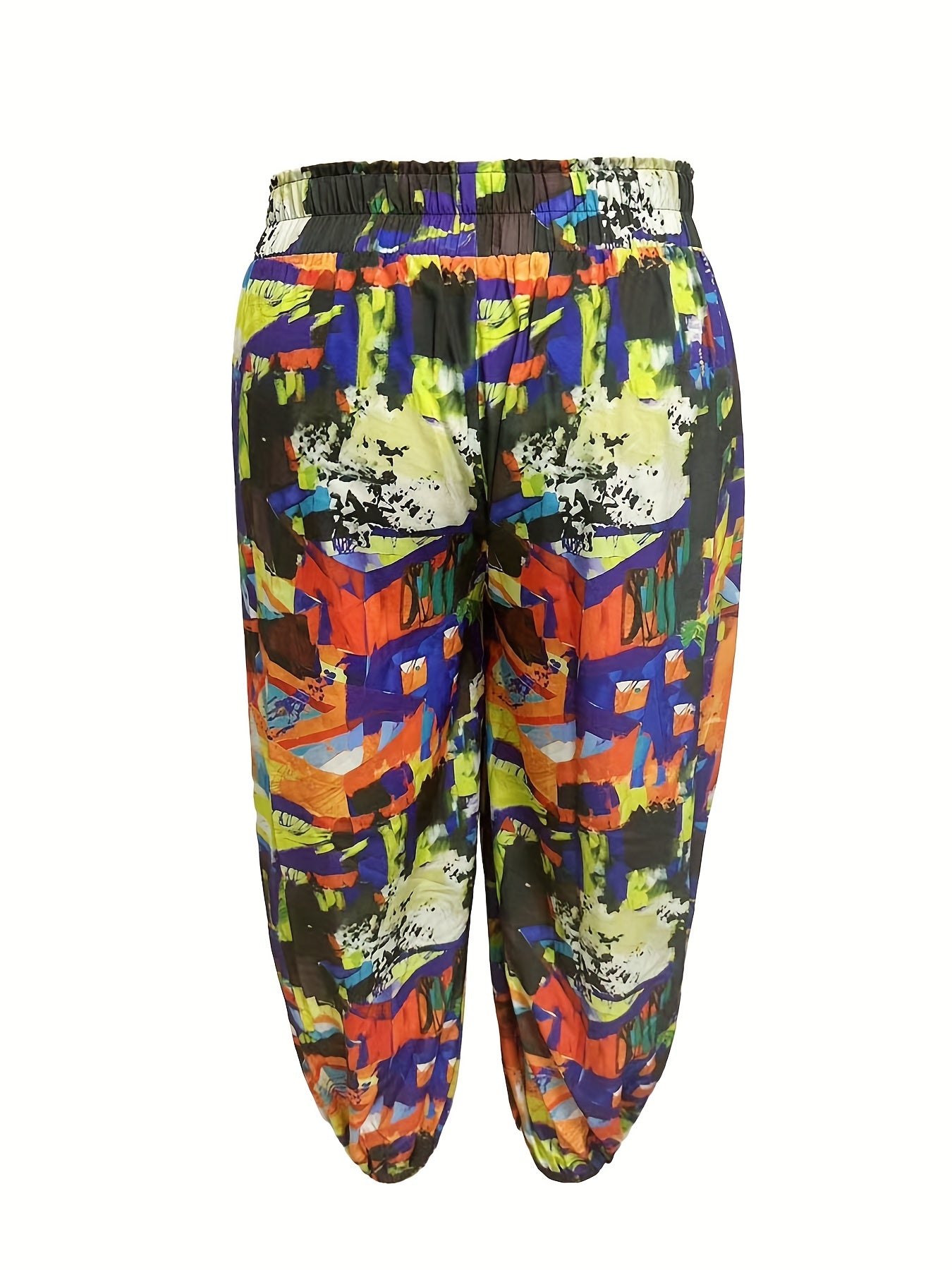  Boho Pants Women's Plus Allover Print Lantern Trousers