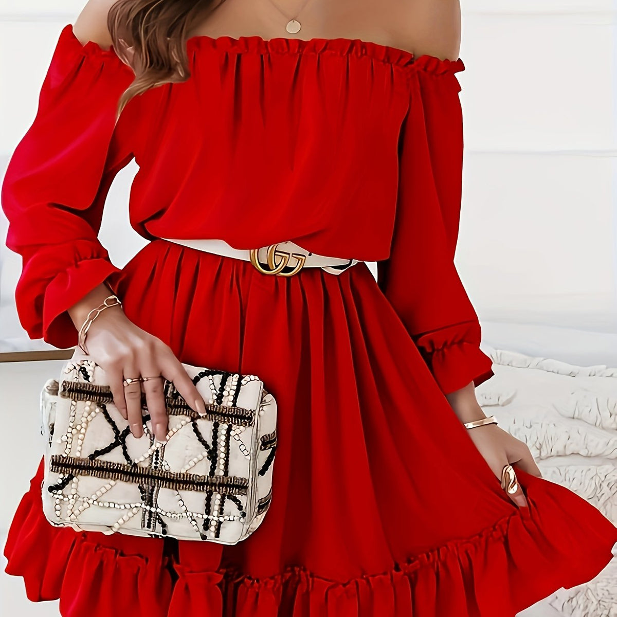  Sexy Dress Women's Off Shoulder Midi Dress