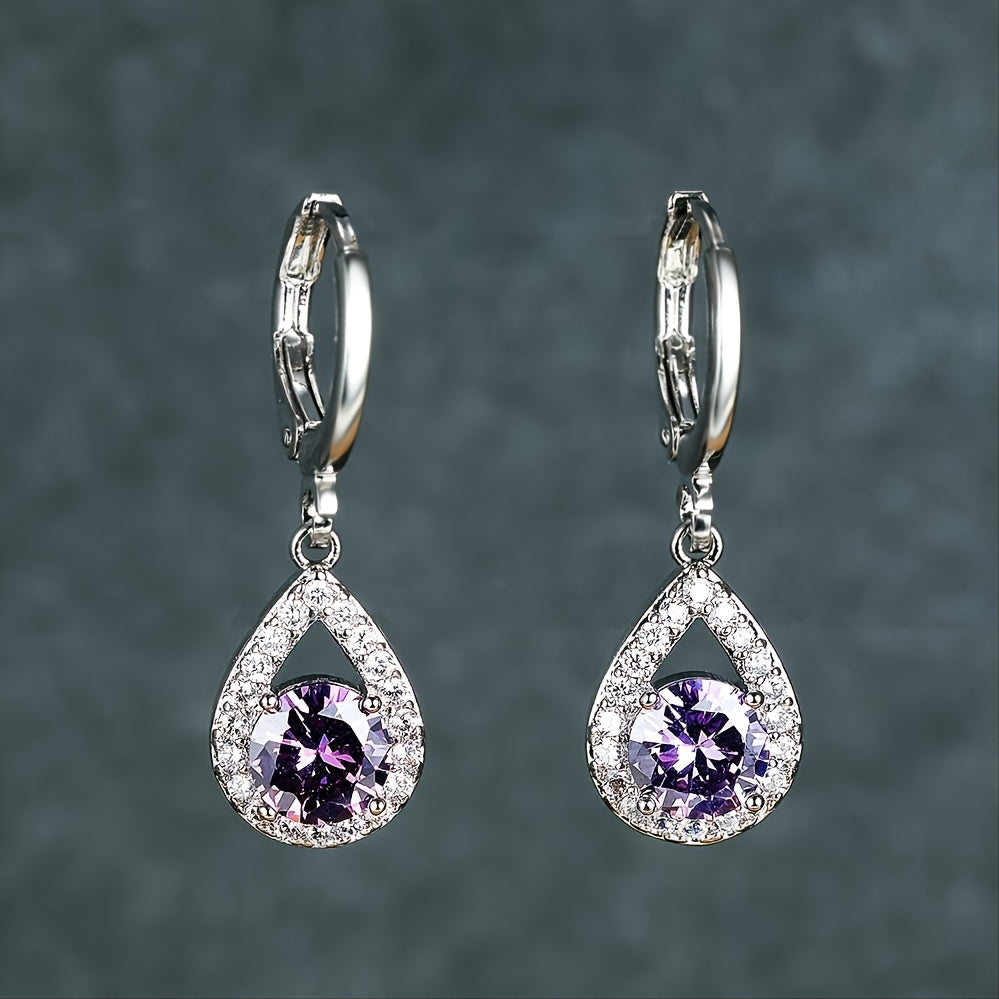 Sapphire Drop Earrings Golden Dangle Hoops Bride Wedding Jewelry
