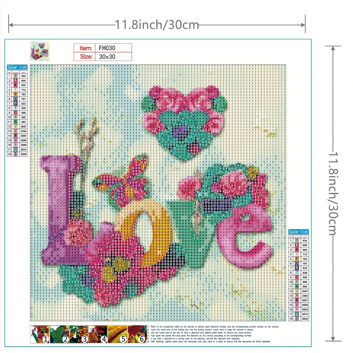 DIY Round Diamond Painting LOVE Text 30x30cm