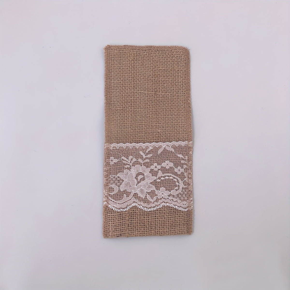 10pcs Burlap Lace Utensil Holders for Vintage Wedding