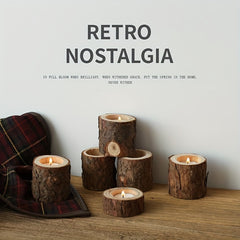 Set of 3 Wooden Tea Light Candle Holders for Table Centerpieces