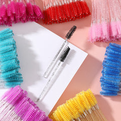 50 Pcs Mascara Wands Crystal Eyelash Brush Makeup Brushes Tools Kits