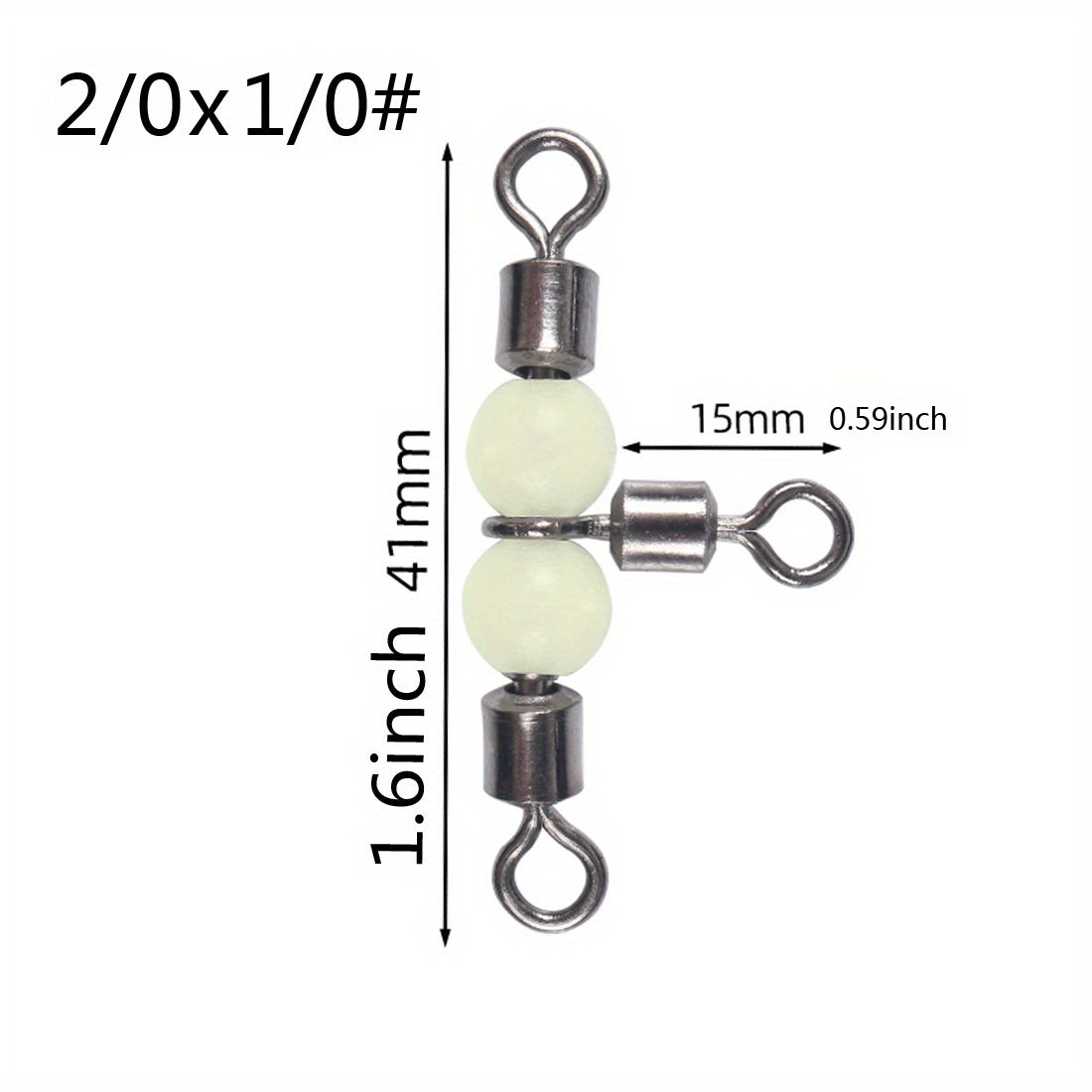 10pcs Luminous Beads Cross Line Rolling Swivel Fishing Accessories