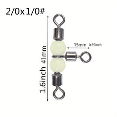 10pcs Luminous Beads Cross Line Rolling Swivel Fishing Accessories