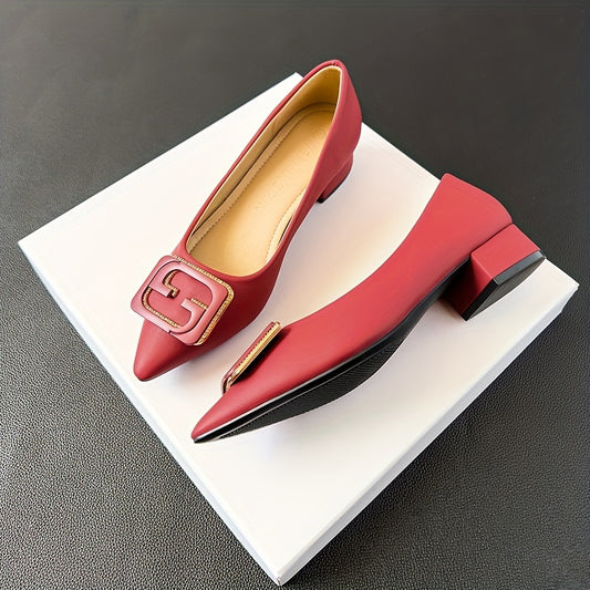 Metallic Slip On Point Toe Low Heel Shoes